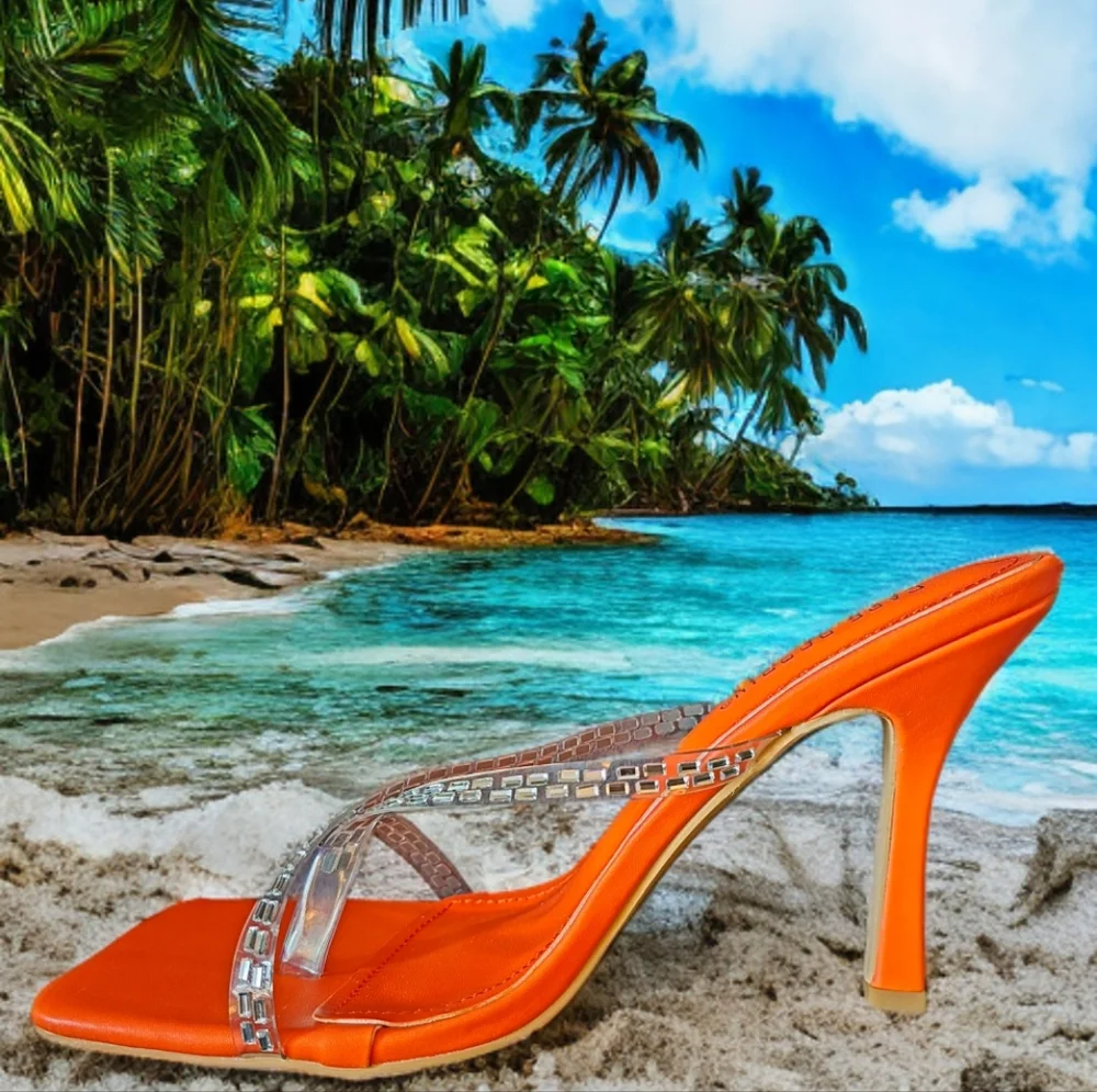 Cape Robbin Orange Rhinestone Heels - Picture 2 of 3